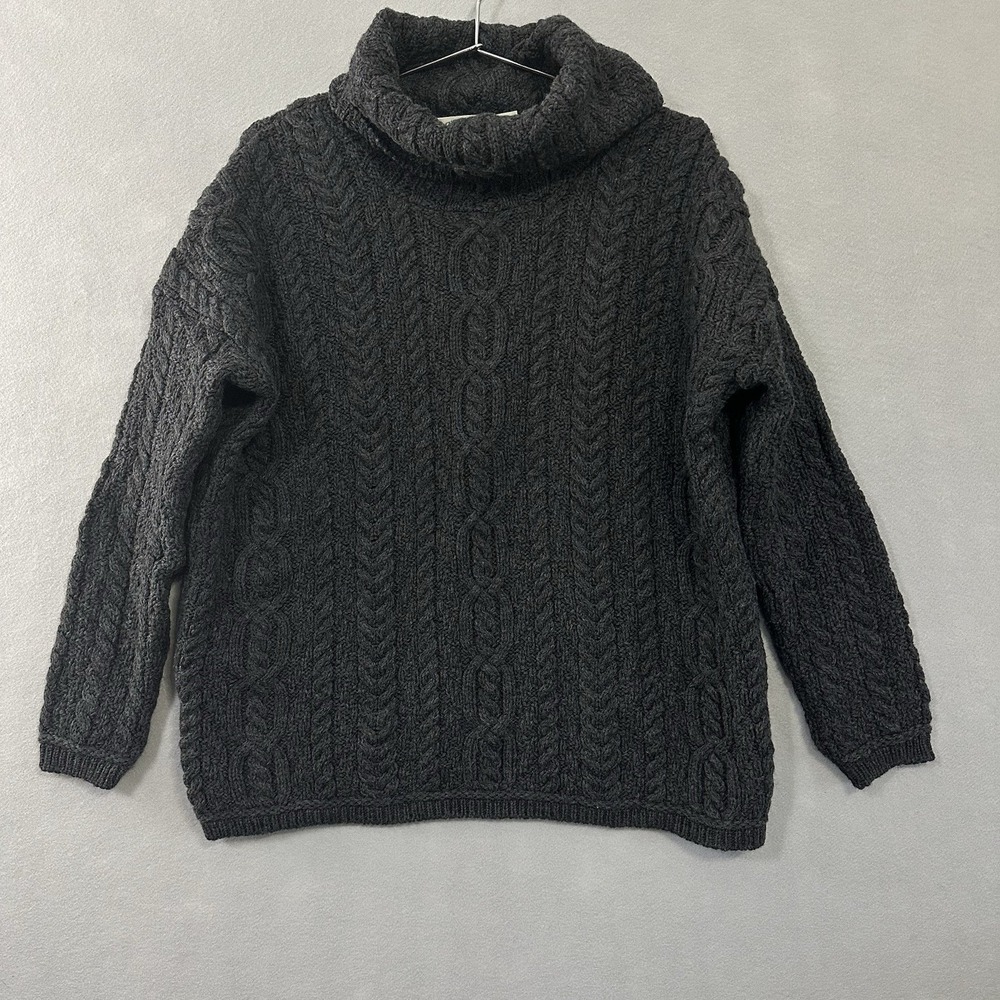 Aran Crafts Ireland Chunky Cable Knit Fisherman Sweater Merino Wool Women's S/M